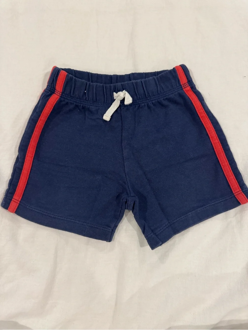 Carter's Navy Shorts with Red Side Stripes and White Drawstring